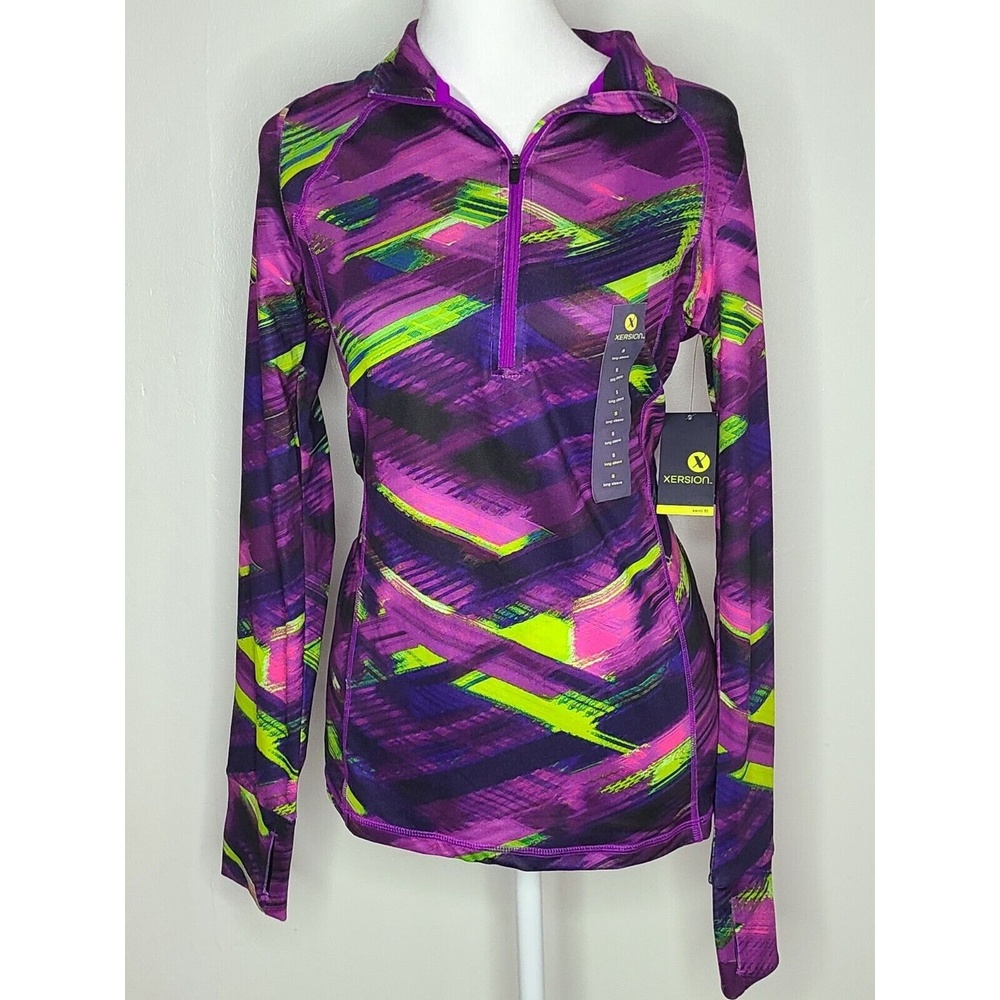 XERSION Semi FitWomen's‎ 1/3 Zip Long Sleeve Athletic Top Thumbholes Size S NWT